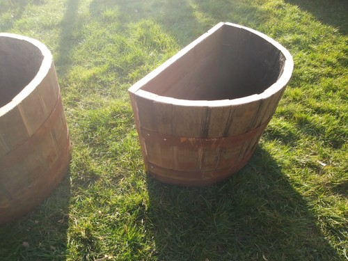 Oak whiskey barrel planter - oak,