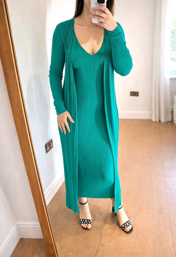 Zara green ribbed - green, midi