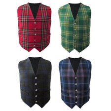 Sale Mens Scottish Tartan Waistcoat with Thistle Buttons in Choice of 4 Tartans
