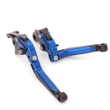 CNC Foldable Extending Clutch Brake Levers For Yamaha FZ6 FAZER FZ1 FZ8 FJR Blue