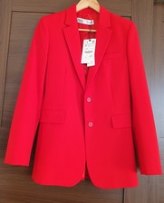 Zara Smart Red Tailored Blazer - Size Small - Perfect for Christmas/Party season