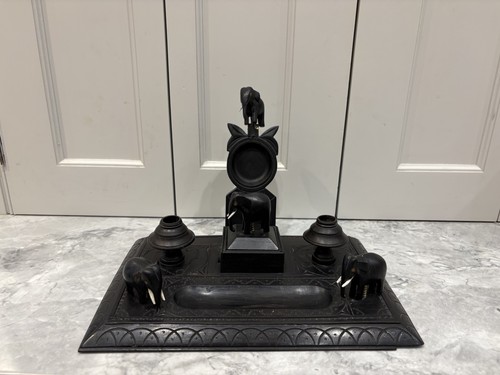Antique ebony elephant carved - ebony,