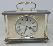 Mantle Clock With Resin Marble Style Top And Bottom - Untested 