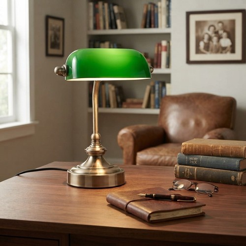 Elegant green glass banker - elegant,