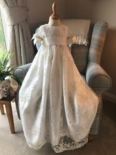 LACE CHRISTENING GOWN AND BONNET HEIRLOOM BAPTISM DRESS IVORY