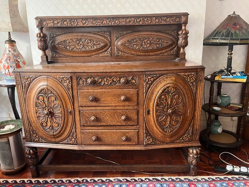 Antique oak sideboard with - oak,