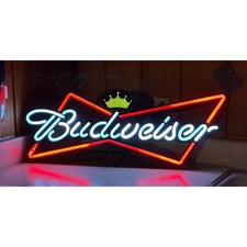 Budweiser Lighted Sign Bowtie Crown 2008 Anheuser Busch Inc Neon Light