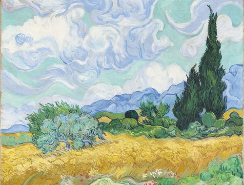 Wheatfield with cypresses - a,