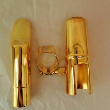 100% Handmade Copper Alto Saxophone Mouthpiece GOLD Plated Size # 5-9 w/Ligature
