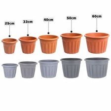 25/33/40/50/60cm Round Small to Extra Large Plastic Garden Planter Plant Pots UK