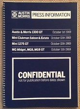 AUSTIN MORRIS Car Press Information Pack Photos 1969-70 1300 GT MINI MGB GT ++