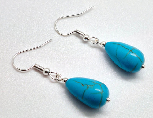 Turquoise teardrop hook - turquoise,