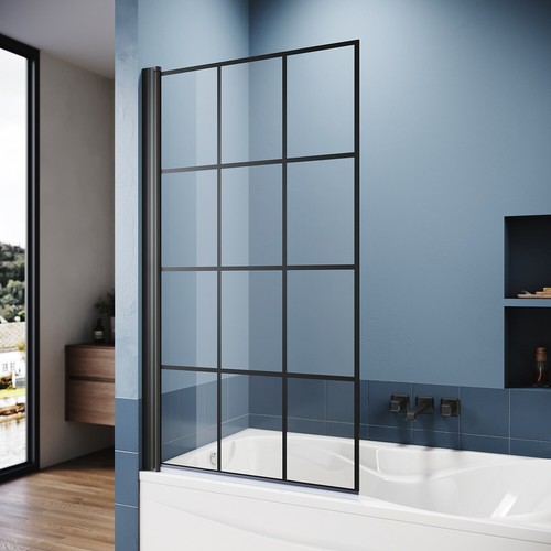 Over bath shower screen black - bath,