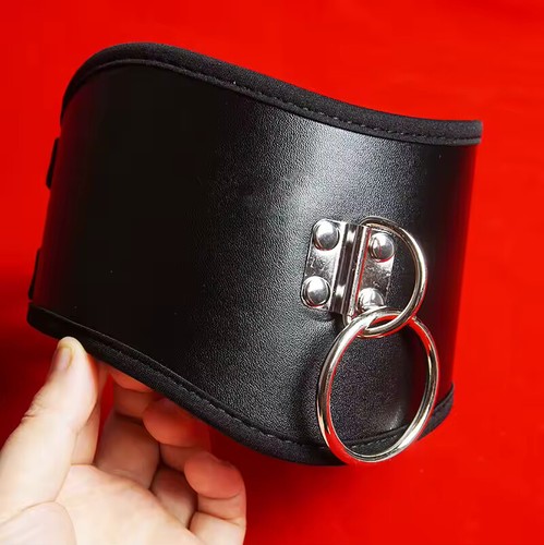 Leather black neck collar - pu,