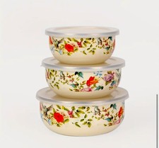 PRETTY ENAMEL STORAGE BOWLS /