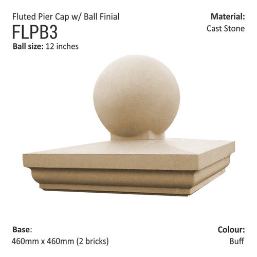 Fluted pier cap with - with, 12"