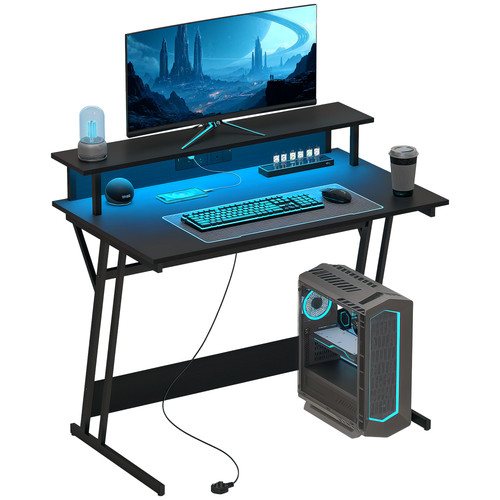 Homcom led gaming desk with - led,