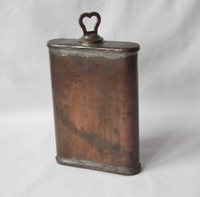 ANTIQUE COPPER SMALL HOT WATER BOTTLE HAND WARMER  CROWN SHAPED SCREW TOP LID
