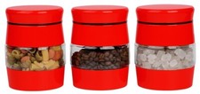 Set of 3 Tea Coffee Sugar Storage Tins Canisters set Airtight Round Jars Steel