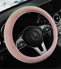 Fluffy Car Steering Wheel Cover Non-slip Universal size Pink