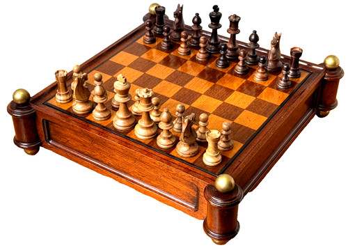 Staunton carved wood - wood, brass