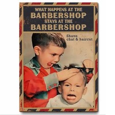Funny Barber Shop Sign  Retro Vintage Style Printed On Sheet Metal Waterproof