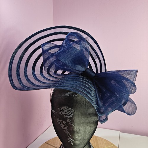 Navy blue bow fascinator - navy,