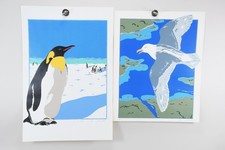 C23T36- 2x Print Penguin Seagull Indistinctly Signed Dated (19)84