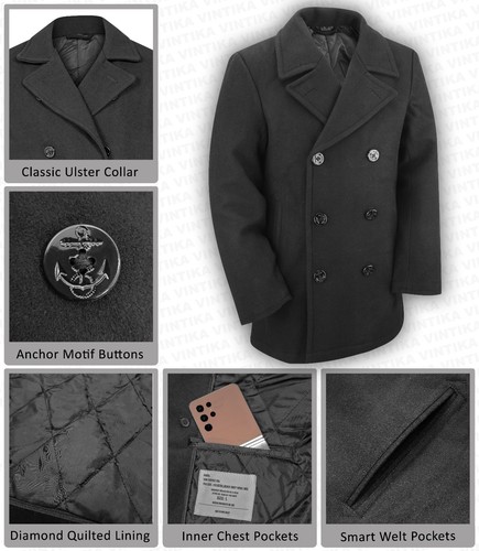 Pea coat navy military - pea,