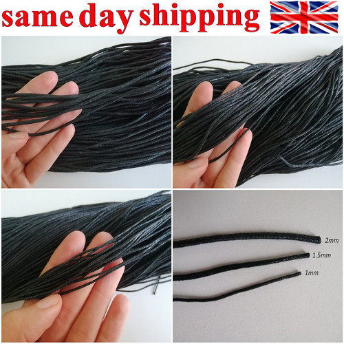 Waxed cotton cord black - waxed, string