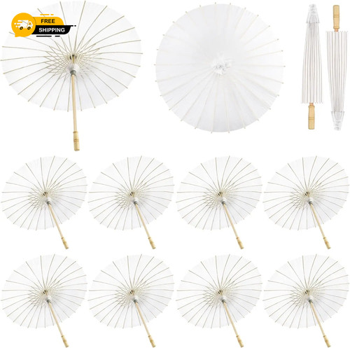 10pcs white paper - white, umbrellas