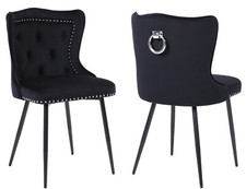 2 x Black Velvet Dining Chairs