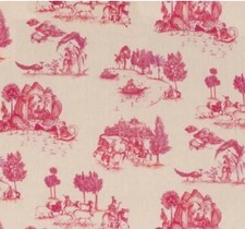 Toile De Jouy Pink Red Printed