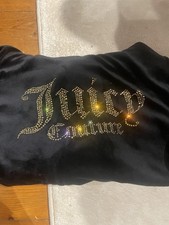 2000’s y2k black juicy couture tracksuit zip-up velour material