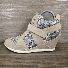 Ash Limited Hidden Wedge UK 6 Ankle Boots Shoes Snake Print Light Brown Suede 