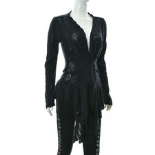 Odd Molly Women's Asymmetric Ruffle Hem Top Knitted CARDIGAN Long Sleeve Size 2