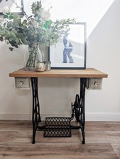 Antique Singer Sewing Machine Table with Solid Oak Top and Drawers