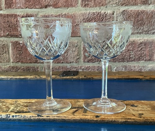 Antique etched crystal - leaf, &