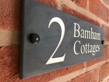 Natural Slate 12”x4” Gate House Sign Plaque Door Address Plate Deeply Engraved