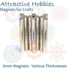 Very Strong 6mm Magnets @ Various Lengths ~ Neodymium For Craft Fridge Reborn
