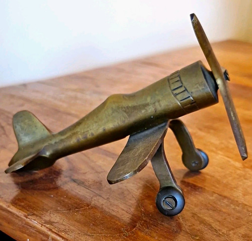 Vintage brass aeroplane model - vintage,