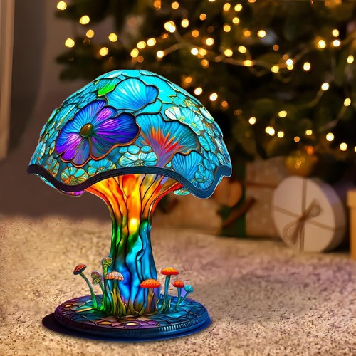 Bedside mushroom table - mushroom, lamp