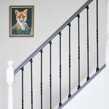 Deluxe Black Single Twist Steel Metal Stair Spindle - With or Without Brackets