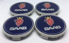 4x Saab Hub Caps Alloy Wheel Centre Cap Saab Logo Center Cap Set of 4 63mm Blue