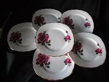 Vintage Crown Royal Bone China  Te Side Plates Roses Design x 6