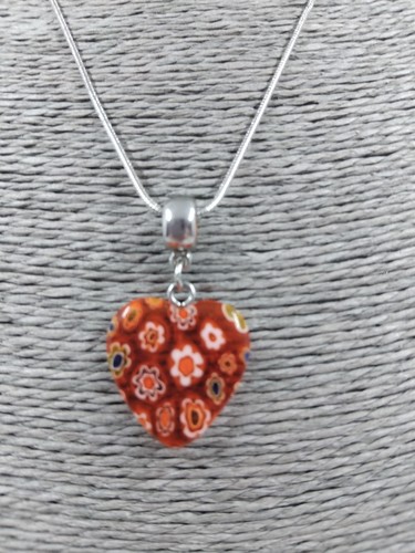 Millefiori murano orange heart
