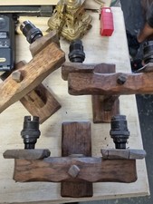 Tudor Style Wooden Wall Sconces x 3