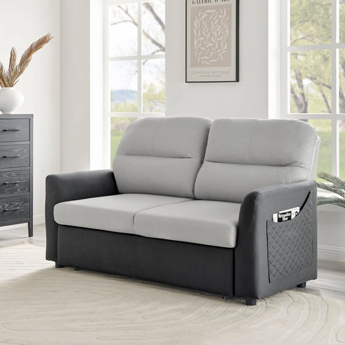 Grey faux suede sofa - faux, bed