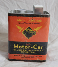 Retro OIL CAN Money Box MOTOR CAR Savings tin New