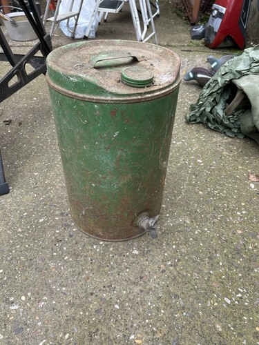 Vintage metal oil fuel drum - vintage,